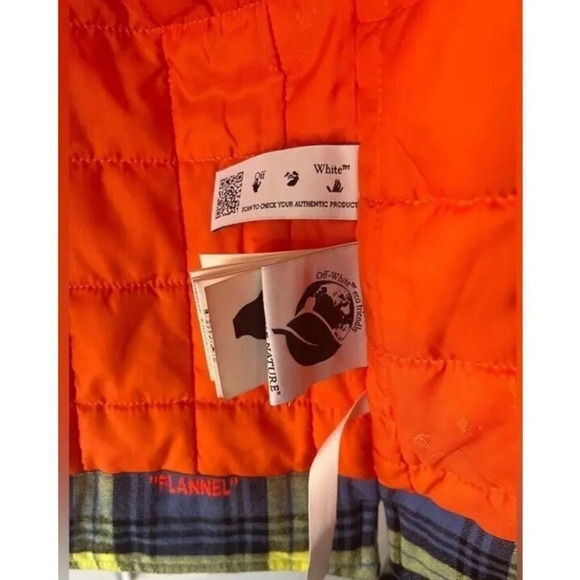 OFF WHITE Embroidered Flannel Padded Jacket size medium men’s coat NEW - Picture 11 of 15
